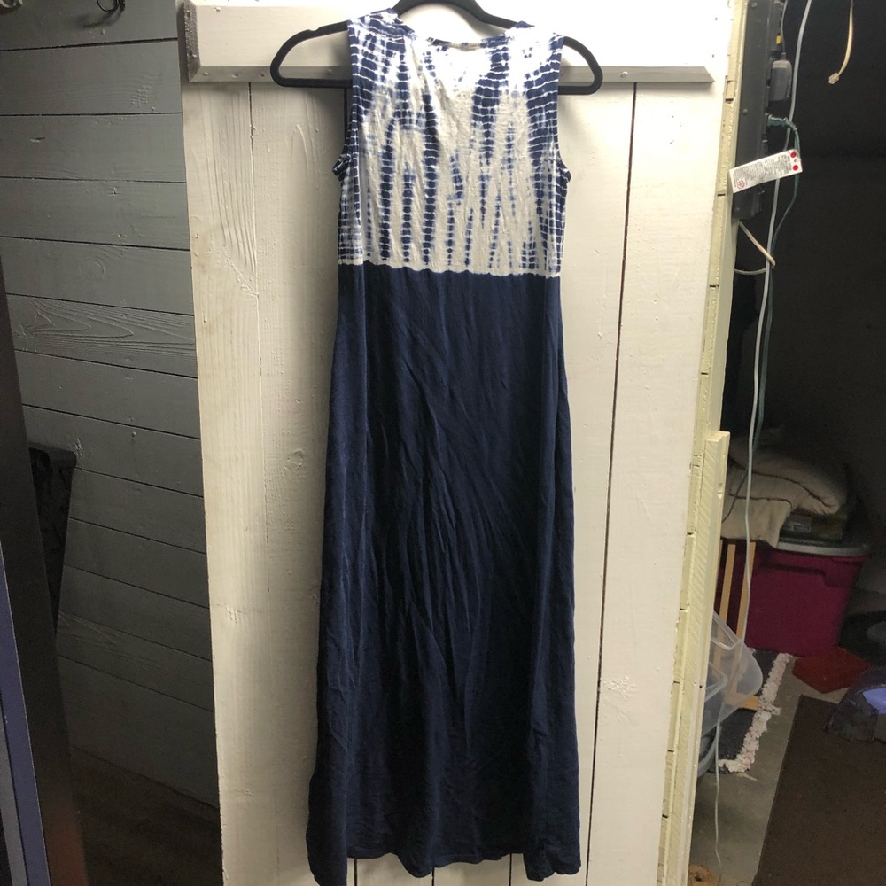 Style & Co Womens VNeck Maxi Dress Navy Blue and White XSmall - Picture 5 of 6